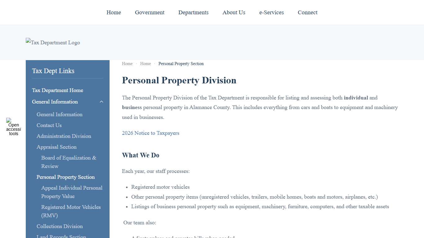 Personal Property Section – Alamance County Tax Department